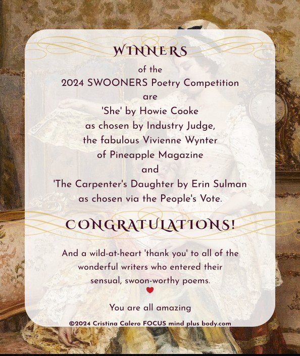 2024 SWOONERS Competition Winners. FOCUS mind plus body. Cristina Calero