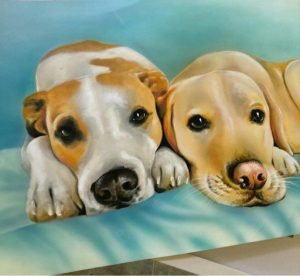 Marc Welsh - two dogs - portrait. Cristina Calero.